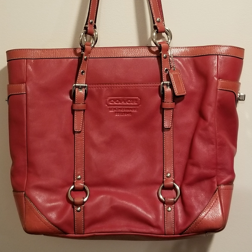 Coach Red Leather Tote